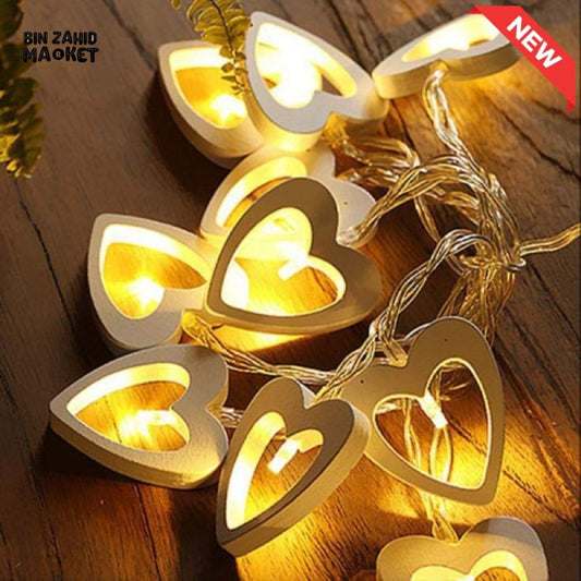 20 PIECES LED HEART SHAPED WOODEN STRING LIGHT