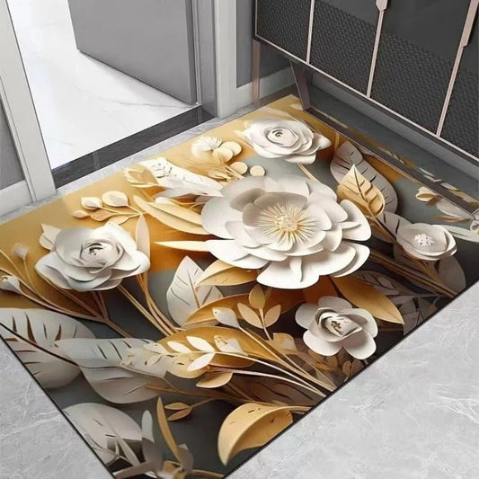 2PC Anti‑Slip Flower Design Bathroom Mat – Fast‑Drying, Water‑Absorbent Floor Mat