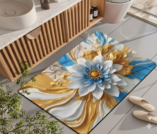 2PC Anti‑Slip Flower Design Bathroom Mat – Fast‑Drying, Water‑Absorbent Floor Mat