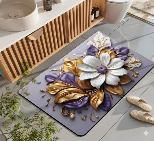 2PC Anti‑Slip Flower Design Bathroom Mat – Fast‑Drying, Water‑Absorbent Floor Mat