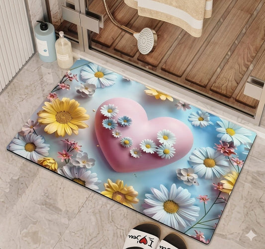 2PC Anti‑Slip Flower Design Bathroom Mat – Fast‑Drying, Water‑Absorbent Floor Mat