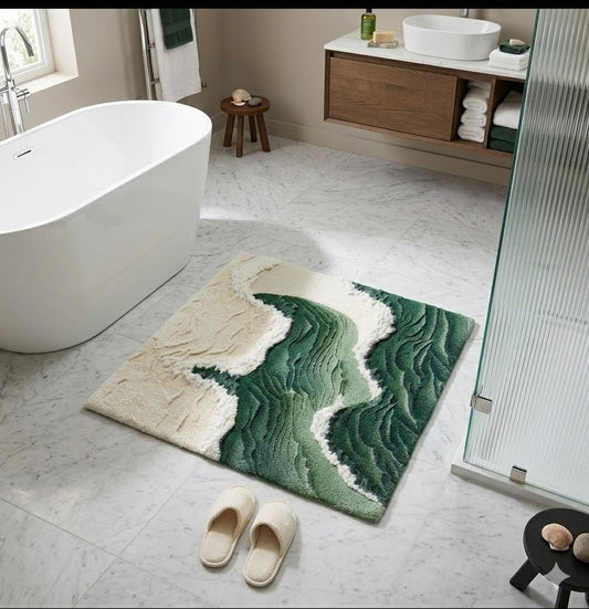 2PC Anti‑Slip Flower Design Bathroom Mat – Fast‑Drying, Water‑Absorbent Floor Mat