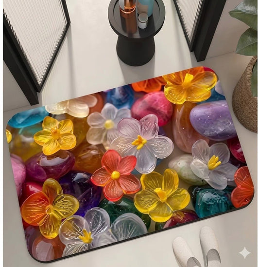 2PC Anti‑Slip Flower Design Bathroom Mat – Fast‑Drying, Water‑Absorbent Floor Mat