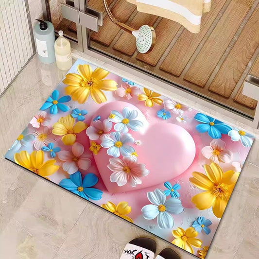 2PC Anti‑Slip Flower Design Bathroom Mat – Fast‑Drying, Water‑Absorbent Floor Mat
