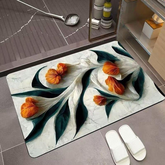 2PC Anti‑Slip Flower Design Bathroom Mat – Fast‑Drying, Water‑Absorbent Floor Mat