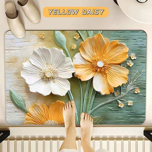 2PC Anti‑Slip Flower Design Bathroom Mat – Fast‑Drying, Water‑Absorbent Floor Mat