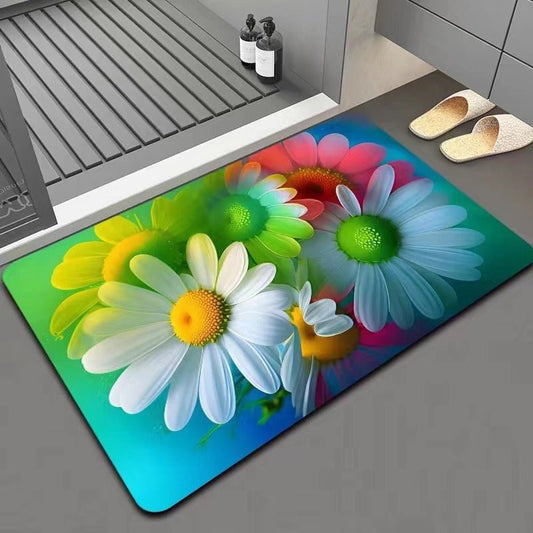 2PC Anti‑Slip Flower Design Bathroom Mat – Fast‑Drying, Water‑Absorbent Floor Mat