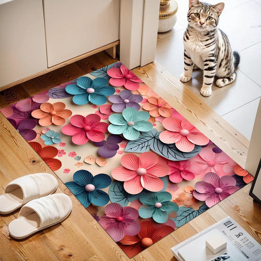 2PC Anti‑Slip Flower Design Bathroom Mat – Fast‑Drying, Water‑Absorbent Floor Mat