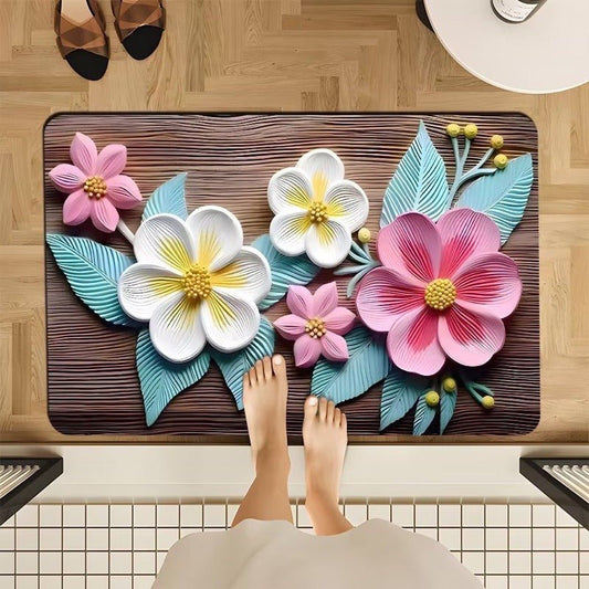 2PC Anti‑Slip Flower Design Bathroom Mat – Fast‑Drying, Water‑Absorbent Floor Mat