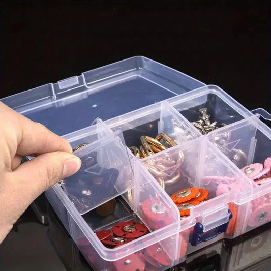 6 Compartment Transparent Plastic Box, Adjustable Plastic Storage Box, Multiple Compartments Jewelry Box