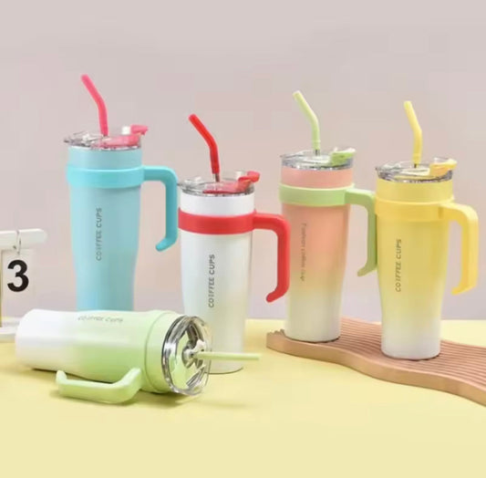 40oz Insulated Gradient Tumbler With Lid, Stainless Steel Car Mug With Straw, Stainless Steel Vacuum Insulated Car Mug