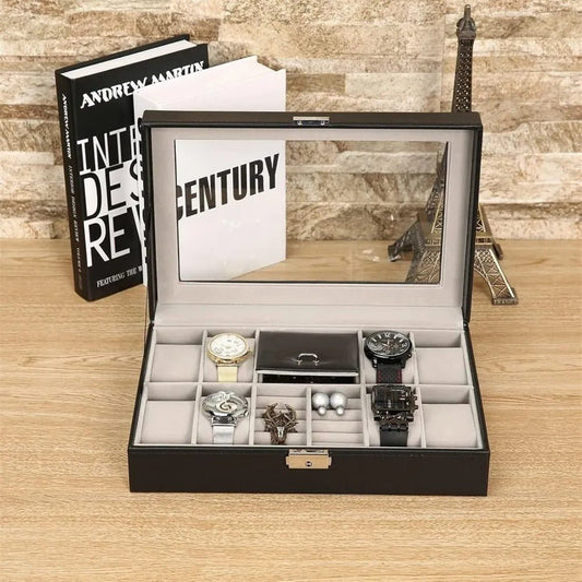 8-Slot PU Leather Watch Box – Elegant Watch Storage & Organizer