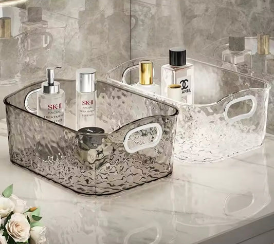 Acrylics Makeup Storage Organizer, Makeup Organizer Basket With Handle, Transparent Bathroom Storage Organizer
