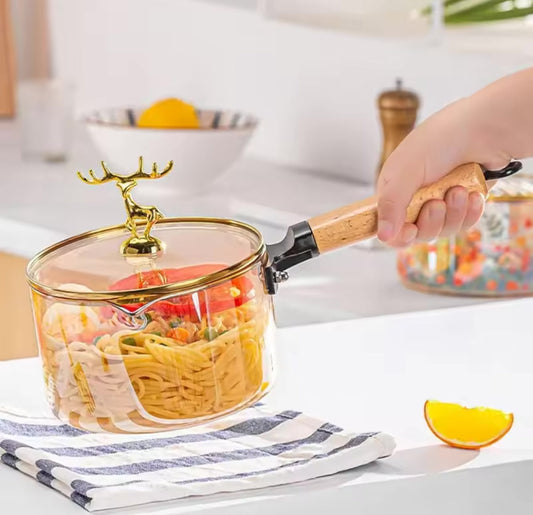 Heat Resistant Cooking Glass Pot, New Transparent Design Pot, Kitchen Cooking Saucepan