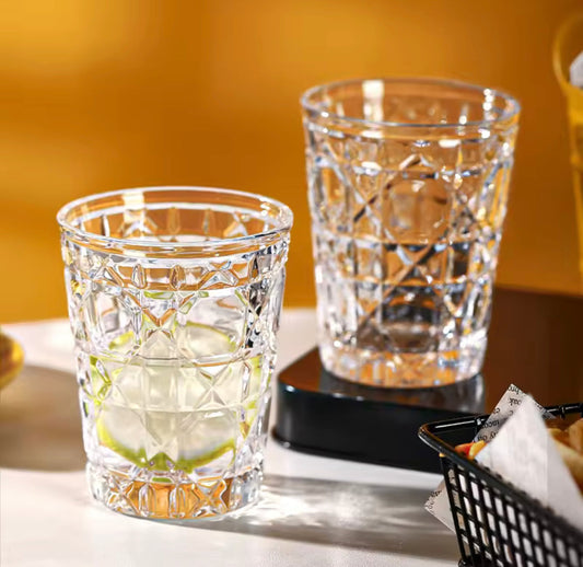 Diamond Patterned Cold Drink Glass, Household Breakfast Milk Cup, Transparent Juice Cold Drink Cups
