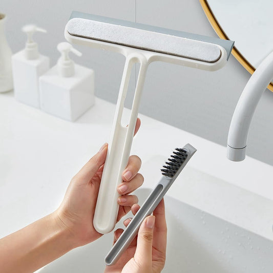 2 In 1 Silicone Wiper With Mini Brush, Car Windshield Wiper And Brush Cleaner, Glass Cleaner Scrapper With Mini Brush