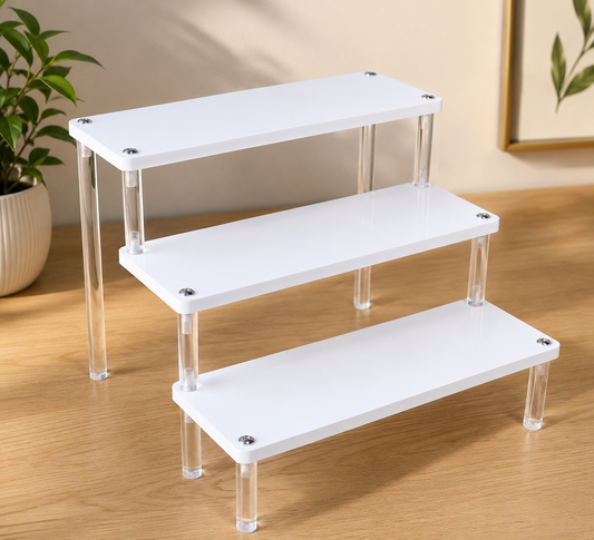 3 Tier Clear Acrylic Perfume Display, Multipurpose Perfume Decor Organizer, Tabletop 3 Step Storage Shelf, Desktop Organiser