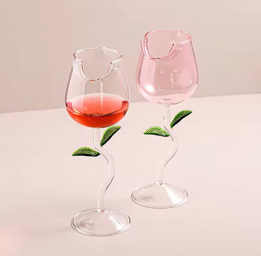 Rose Shaped Beverage Glass, Rose Flower Shape Juice Cup, Creative Beverage Transparent Glass