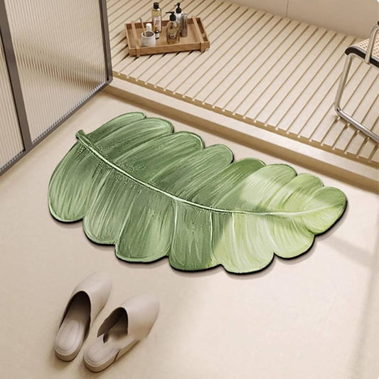 Luxury Tropical Leaf Bath Mat, Super Soft Non Slip Bathroom Rug, Tropical Banana Leaf Bath Rug, Luxury Palm Leaf Floor Mat, Decorative Leaf Bath Mat