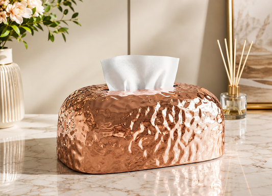 Luxury Hammered Texture Tissue Box, Elegant Metallic Tissue Holder, Home Decor Tissue Holder