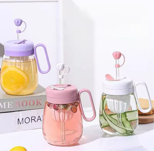 850ml Glass Water Bottle, Transparent Milk Juice Cup, Portable Outdoor Leakproof Drink Ware, Water Glass Bottle, Mugs Coffee Cups