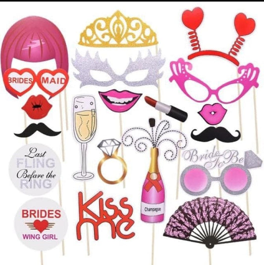 18pcs Wedding Decorations Photobooth Props, Bachelorette Party Bridal Shower Decor, Bridal Shower Party Decorations
