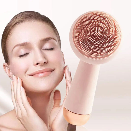 Electric Silicone Facial Brush Massager, USB Rechargeable Rose Electric Facial Cleanser, Rotating Silicone Massager, Waterproof Sonic Vibration Cleanser, Deep Pore Cleansing Skin Massager, Vibrate Exfoliate Sonic Electric Facial Cleansing Brush