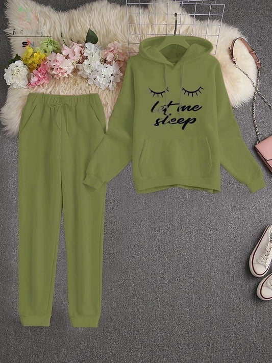 2 Pcs Let Me Sleep Hoodie With Trouser, Women Long Sleeve Tops Sweatshirts, Dream Harajuku Oversized Casual Clothes, Men's Hoodie Trouser Suit, Track Suit For Jogging