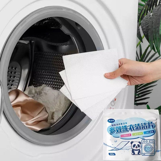 30 Pcs Washing Fragrance Sheet, Multifunctional Detergent Laundry Paper, Laundry Tablets Concentrated Washing Powder, Laundry Soap for Washing Machines, Babies' Laundry Fabric Softener and Wrinkle Releaser Sheets