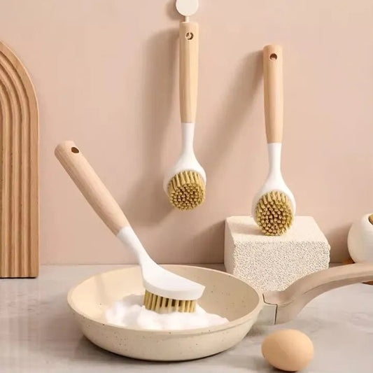 Long Handle Pot & Pan Cleaning Brush – Kitchen Stove Scrubber with Hanging Design