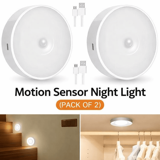 Motion Sensor LED Night Light – Wireless Rechargeable Cabinet & Stair Light with Magnetic Mount (PACK OF 2)