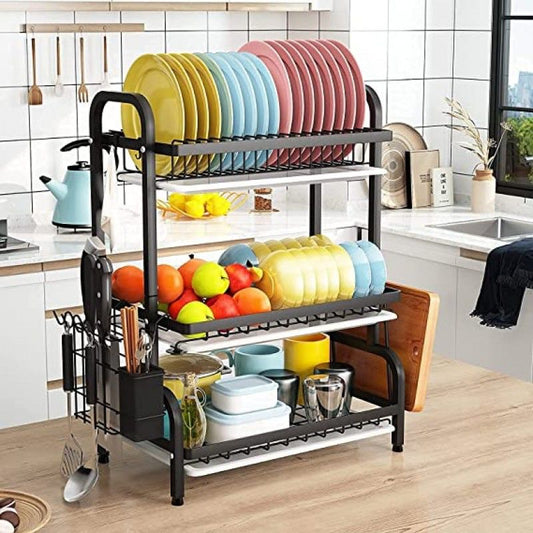 Stainless Steel 3-Tier Dish Rack – Durable Kitchen Organizer
