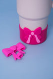 Cute Bow Silicone Cup Boot And Straw Topper, Silicone Tumbler Protective Case, Anti-Slip Tumbler Cup Boot, Dust Proof Cup Boot And Straw Topper