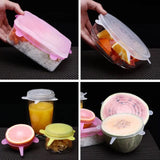 Set Of 6 Rectangular Silicon Stretch Lids, Transparent Silicone Food Sealing Cover, Reusable Durable Food Storage Covers for Bowls, Cups, Cans, Fit