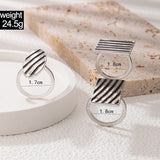 Set Of 3 Geometric Striped Ring, Striped Metal Accent Ring, Silver Black  Big Chunky Midi Ring For Women Jewellery