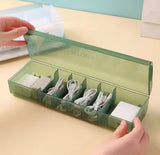 Multi Compartment Data Cable Storage Box, Transparent Data Cable Organizer With Lid, Dustproof Desktop Organizer For Office Home
