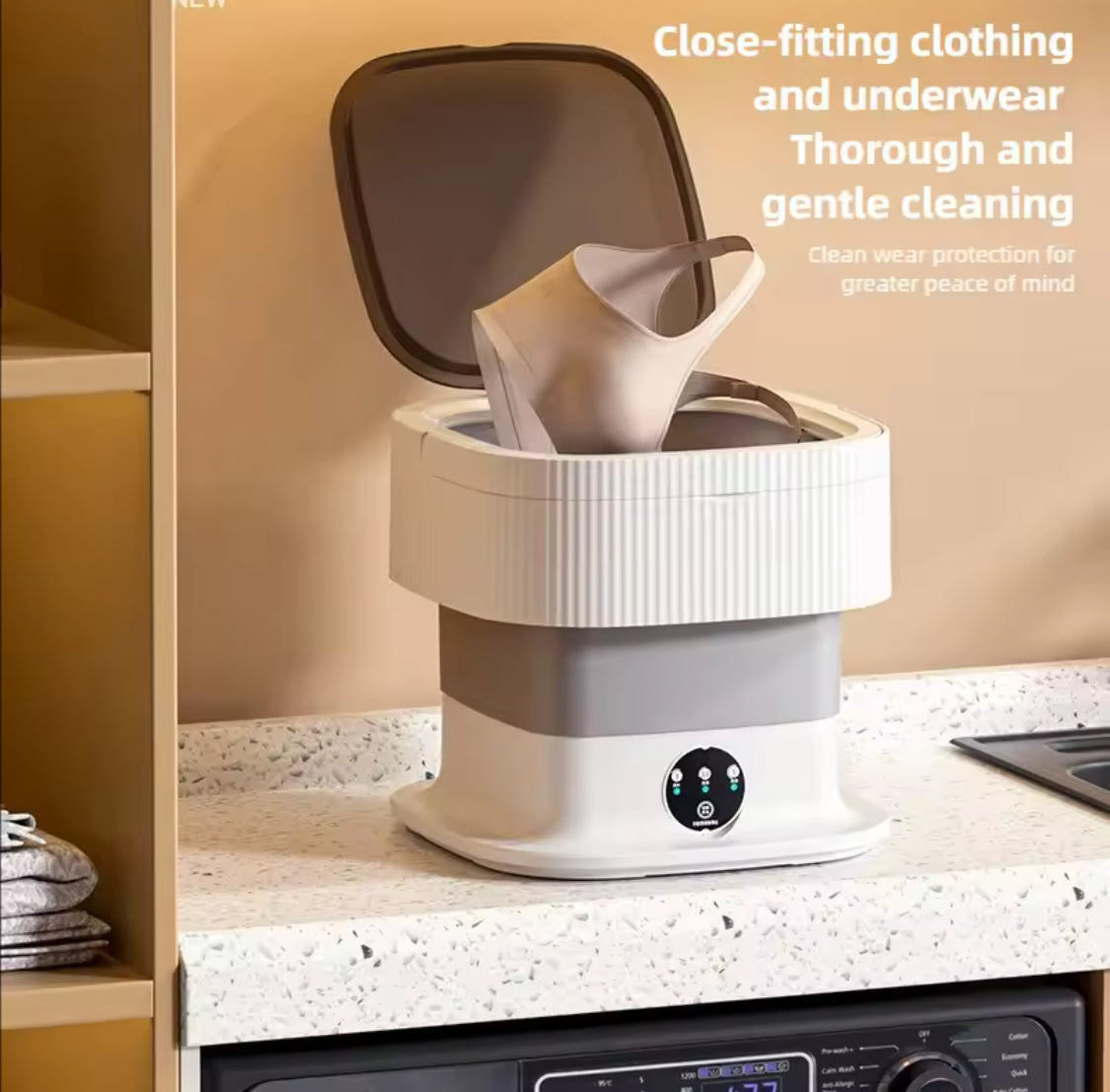11L Collapsible Portable Washing Machine, Bucket Type Laundry Clothes Washer, Portable Turbo Washer For Travel, Lightweight Collapsible Bucket Washing Machine