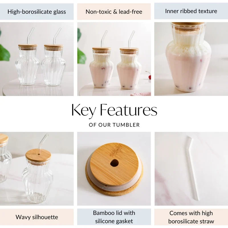 Milkshake Glass With Straw, Cold Coffee Glass Tumbler, Juice Glass Mug With Straw, Iced Coffee Mug With Straw