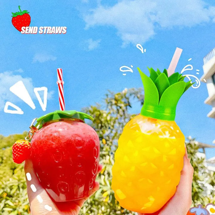 500ml Cute Fruit Shape Water Bottle, Kids Water Bottle, Portable Leak Proof Straw Water Bottle