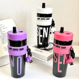 950ml Outdoor Sports Large Capacity Straw Cup, Portable Leakproof Insulated Travel Mug, High Appearance Girls Handy Cup With Straw