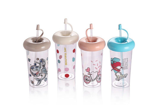 500ml Acrylic Straw Cup, Summer Straw Ice Cup, Large Capacity Water Bottle