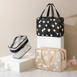 Set Of 2 Daisy Mesh Makeup Bag, Large Capacity Portable Travel Wash Bag, Cute Daisy Pattern Women Zipper Make Up Case, Multipurpose Hot Spring Mesh Bag, Wardrobe Suitcase Pouch