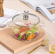 Bear Glass Cooking Pot, Large Capacity High Borosilicate Glass Clear Cooking Pot, Heat Resistant Sauce Pan