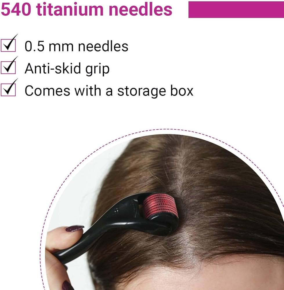 0.5mm Derma Roller with 540 Micro Needles – Skin Care Microneedling Tool