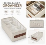 Foldable Closet Organizer Box, Multi Compartment Storage Organizer, Elegant Wardrobe Storage Box, Multi Slot Sock Storage Box