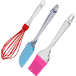 Set Of 3 Spatula Brush With Beater, Scrapers And Brush, Floor/ Butter Spatula Cake Decorations Baking Cooking Tool, 3in1 Silicone Spatula Oil Brush and Beater, Silicone Kitchenware Set