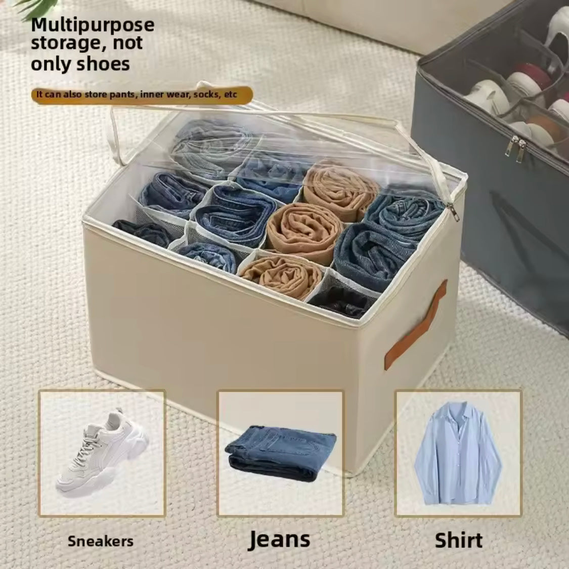 Multifunctional Foldable Clothes Organizer, Dustproof and Washable Storage Box, Foldable Shoe Organizer