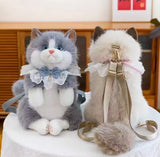 Cute Cat Plush Stuffed Backpack,     Kawaii Cat Backpack Carrier, Fluffy Cat Doll Backpack, Adorable Cat Shoulder Backpack