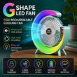 G Shape LED Fan – RGB Rechargeable Cooling Fan