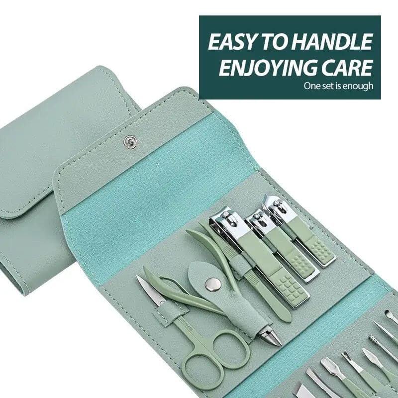 Set Of 16 Nail Clipper, Stainless Steel Manicure Kit With Folding Bag, Professional Pedicure  Beauty Tools Set, Cuticle Trimmer Manicure Scissors Nail Care Ingrown Toenail Removal Clippers, Foot Care Tool Nail Clippers Kit